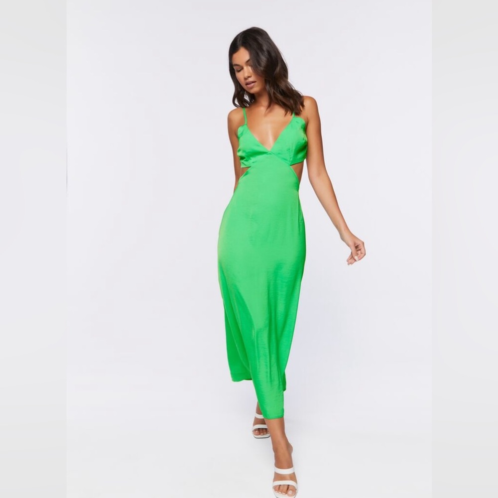 Forever 21 Satin Cutout Midi Dress